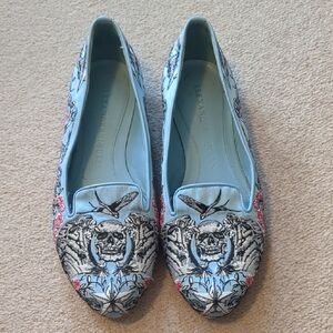 Alexander McQueen Blue Ballet Flats with Design